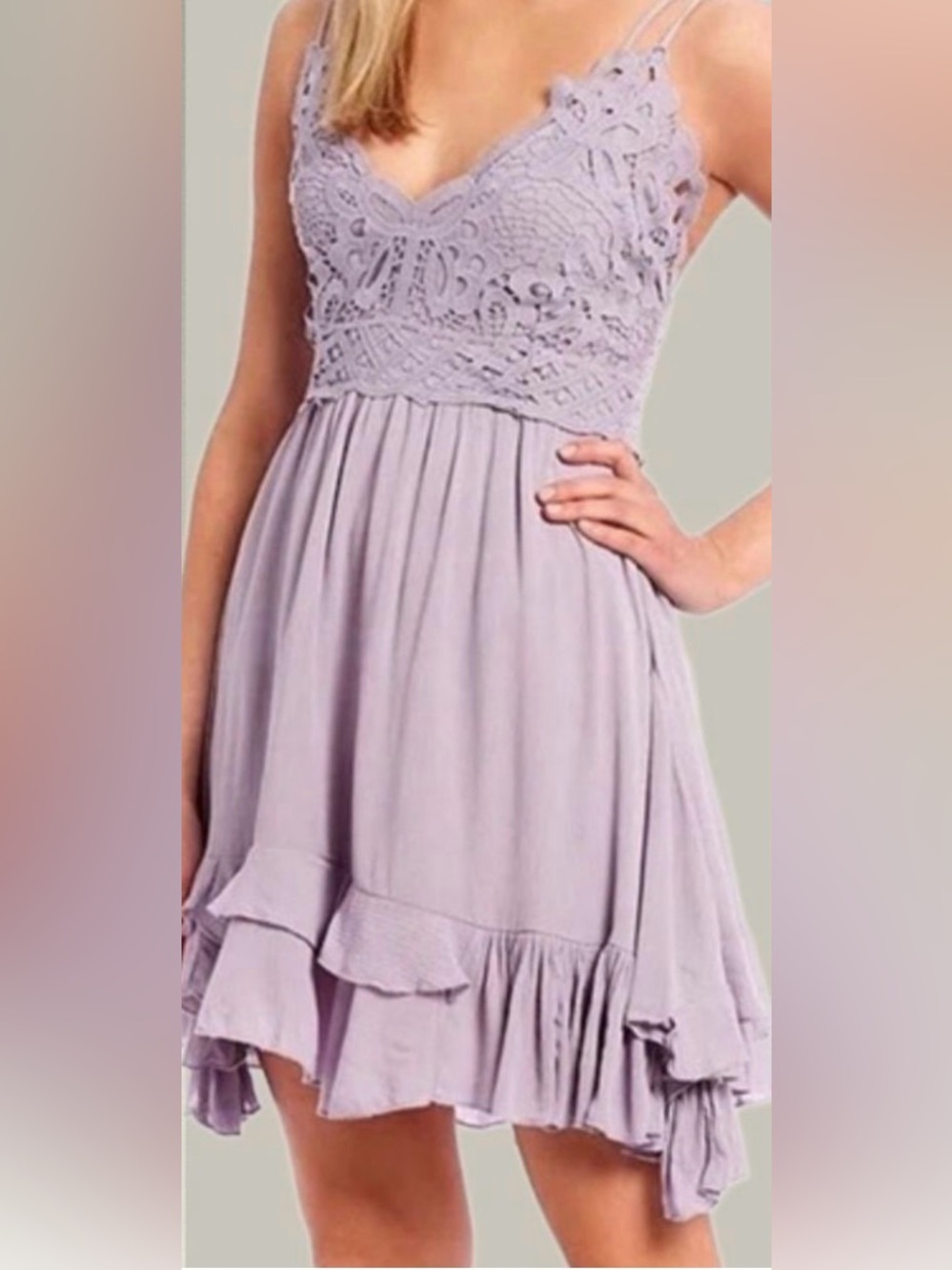 Free People, Lace-Trim Dress in Lavender, size small